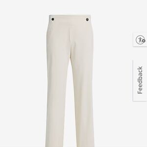 NWT Express Women Ivory Contrast Button Mid Rise Relaxed Trousers.